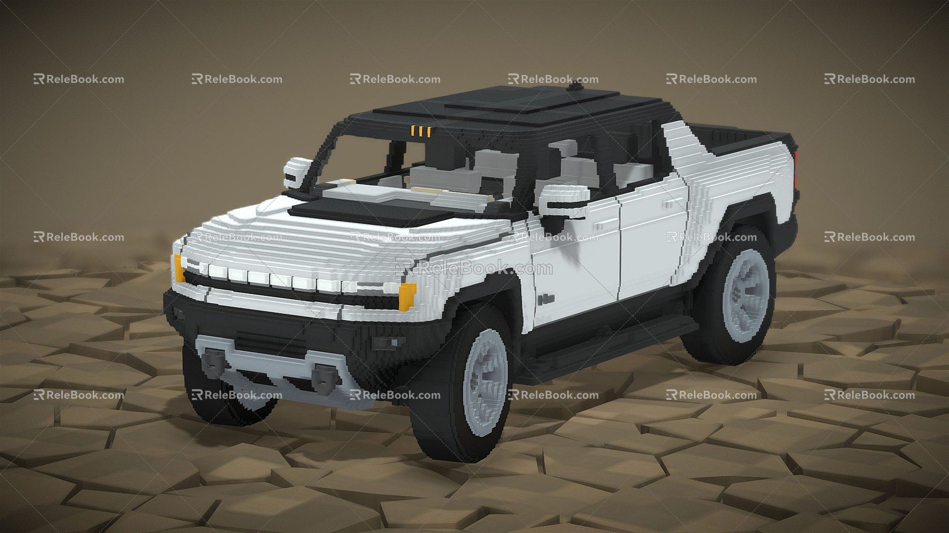 Modern toy car voxel car voxel Hummer 3d model