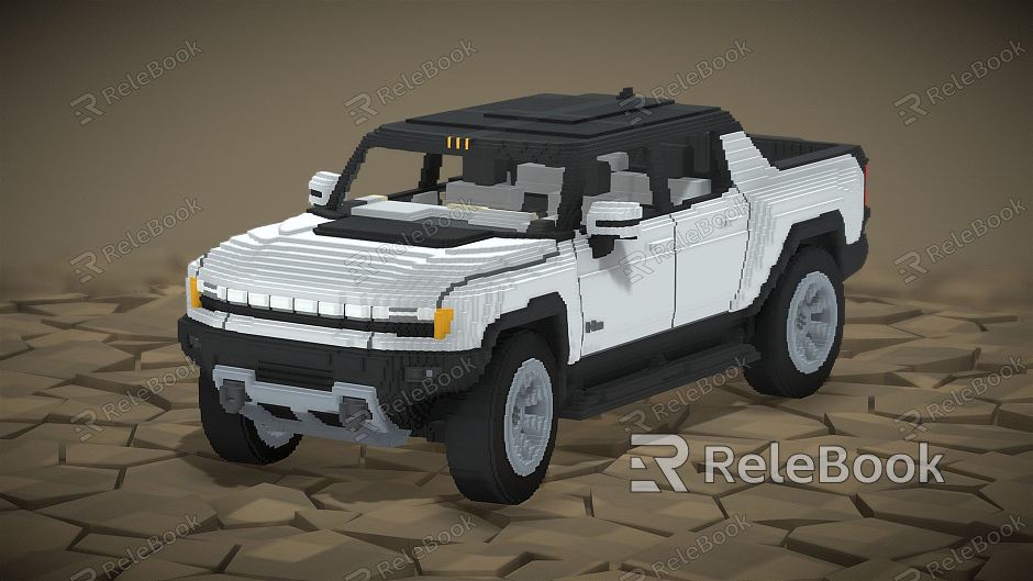 Modern toy car voxel car voxel Hummer model