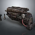 Vintage Rusty Weapon Engine With Piston Parts And Mechanical Components