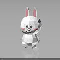 White Origami Rabbit Toy With Pink Ears Cheeks Black Eyes Nose Standing On Black Background