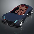 Dark Blue Convertible Sports Car With Red And Beige Seats And Modern Design