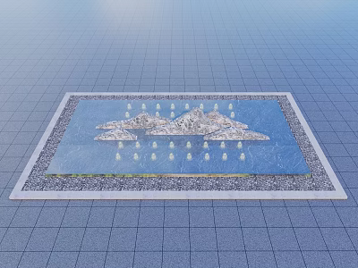 Modern Water Fountain Design With Stone Border And Decorative Water Jets 3d model