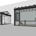 Modern Glass Sunroom With Black Frame Transparent Glass Walls And Curved Roof