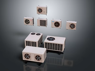 Multiple Electronic Appliances Air Conditioner Outdoor Units With Various Sizes And Designs 3d model