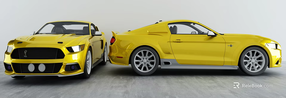 Two Yellow Sports Cars Featuring Sleek Design And Alloy Wheels 3d model 