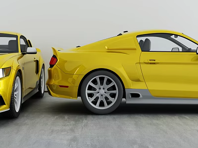 Two Yellow Sports Cars Featuring Sleek Design And Alloy Wheels 3d model