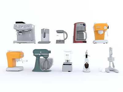 Modern Kitchen Appliances Collection With Coffee Makers Blenders Juicers And Mixers 3d model