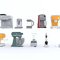 Modern Kitchen Appliances Collection With Coffee Makers Blenders Juicers And Mixers
