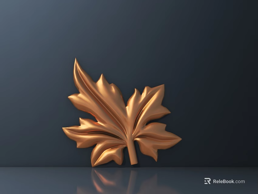 Decorative Hardware Tool in Golden Leaf Shape with Shiny Metallic Finish 3d model