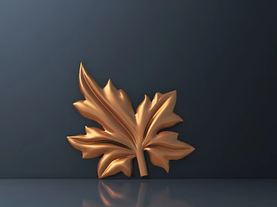 Decorative Hardware Tool in Golden Leaf Shape with Shiny Metallic Finish 3d model