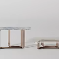 Modern Console Tables Interior Design With Marble Top Glass Surface And Brass Frame 3d model
