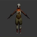 3D Fantasy Character With White Hair Orange Scarf Brown Outfit And Red Boots