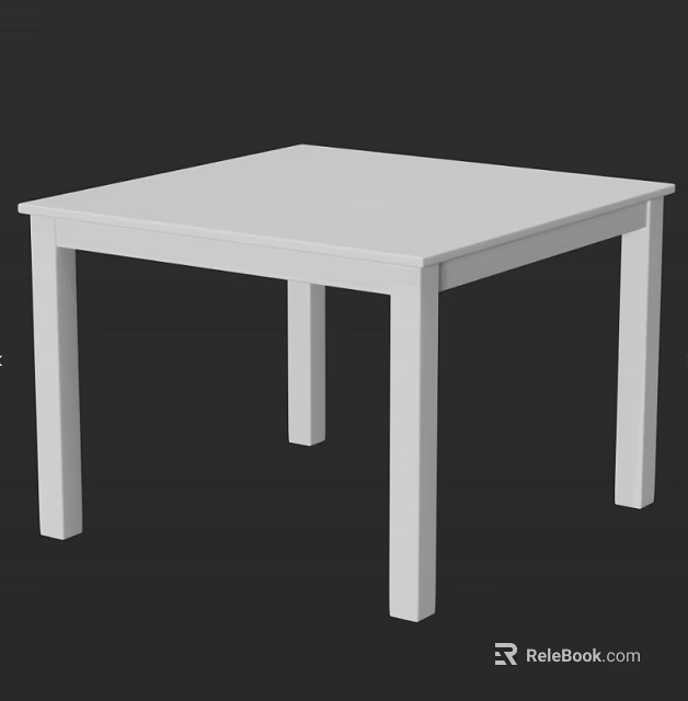 White Square Kids Table With Simple Design And Sturdy Legs 3d model