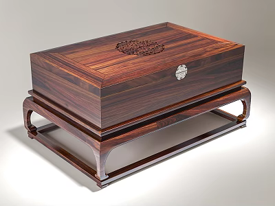 Traditional Dark Wood Coffee Table With Carved Pattern Metal Accent And Sturdy Base 3d model