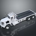 White Flatbed Truck With Cab And Multiple Wheels On Dark Background 3d model
