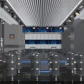 Modern Bar Interior With Wooden Ceiling Blue Lighting Barrel Seats Large Screen And Wine Racks