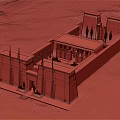 Ancient Egyptian Temple Model With Pylons Columns And Sandy Courtyard 3d model