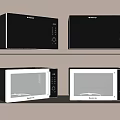 Black And Silver Microwave Ovens On Shelves Modern Design Kitchen Appliances