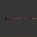 Artistic Ornate Traditional Bow Weapon With Intricate Carvings And Red Tassels