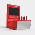 Red Wall Mounted Fire Alarm System With Digital Screen And Connection Ports 3d model