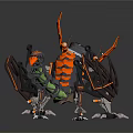 Lego Style Mechanical Dragon Figure With Orange Black Parts And Mechanical Structure