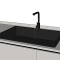 Single Bowl Black Kitchen Sink With Faucet On White Countertop