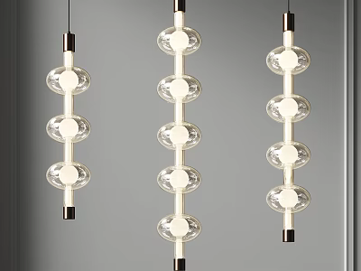 Modern Pendant Lights With Transparent Glass Globes And Multiple Spherical Hanging Design 3d model