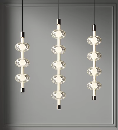 Modern Pendant Lights With Transparent Glass Globes And Multiple Spherical Hanging Design 3d model