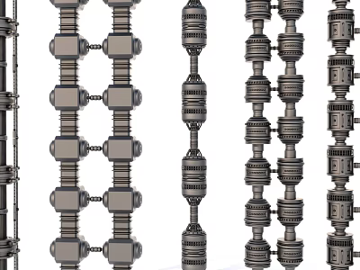 Industrial Mechanical Pipes Structure With Vertical Connected Components And Metal Joints 3d model