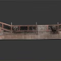 Traditional Wooden Water Transport Model With Carved Decorations Multiple Windows And Curved Hull
