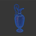 Decorative Black And Red Vase With Curved Handle Golden Accents And Intricate Red Patterns