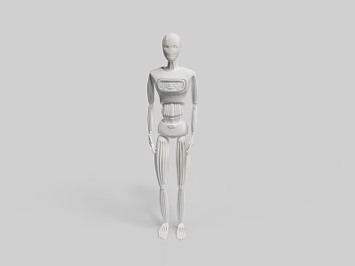 White Humanoid Robot Character 3D Model With Human Like Body And Simple Gray Background 3d model