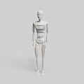 White Humanoid Robot Character 3D Model With Human Like Body And Simple Gray Background