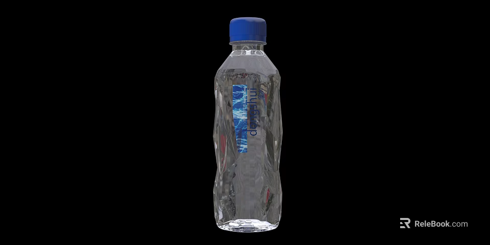 Transparent Plastic Mineral Water Bottle With Blue Cap And Clear Design 3d model 