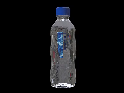 Transparent Plastic Mineral Water Bottle With Blue Cap And Clear Design 3d model