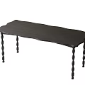 Stylish Dark Colored Dining Table With Scalloped Edges And Twisted Legs Design 3d model