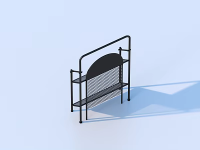 Black Metal Multi Layer Storage Shelf With Mesh Design For Daily Necessities 3d model