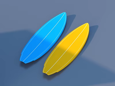 Two Vibrant Blue and Yellow Surfboard Designs for Everyday Household Use 3d model