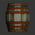 Vintage Wooden Barrel With Red Stripes For Home Decor And Storage