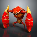 Game Movie Character Red Monster 3D Model With Giant Flaming Claws And Orange Luminous Details
