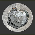 Wavy Sculpture With Textured Surface Design On Circular Stone Base