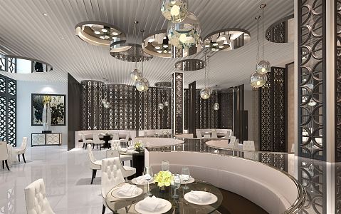 Modern Restaurant Hotel Restaurant Hall 3d model