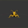 Detailed Yellow and Black Striped Wasp with Brown Wings 3D Rendering Model