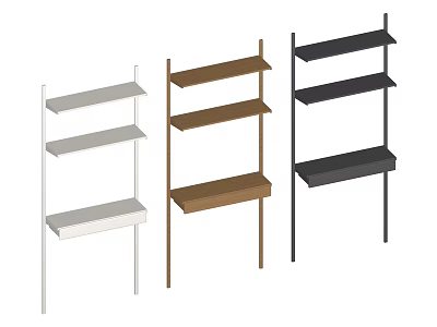 Modern Open Bookshelf Design With White Brown Black Colors And Multiple Shelves 3d model