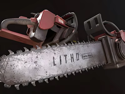 LITHO Red Industrial Chainsaw With Heavy Duty Metal Chain And Ergonomic Handle 3d model LITHO Red Industrial Chainsaw With Heavy Duty Metal Chain And Ergonomic Handle 3d model