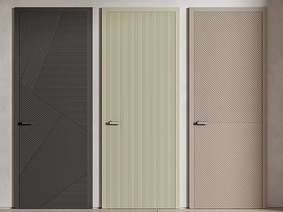 Stylish Hinged Doors in Different Colors with Geometric Vertical and Diagonal Patterns 3d model