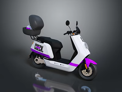 Electric Duren Scooter With White Purple Body And Black Seat Modern Design 3d model