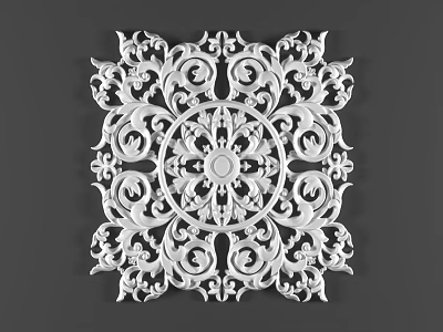 European-style carved component top component gypsum parquet lamp panel 3d model