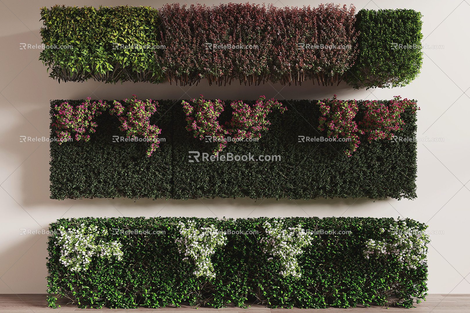 shrub hedge shrub green planting isolation belt plant yard wall green planting vine 3d model