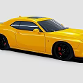 Yellow Dodge Challenger Two Door Coupe With Black Wheels And Red Brake Calipers